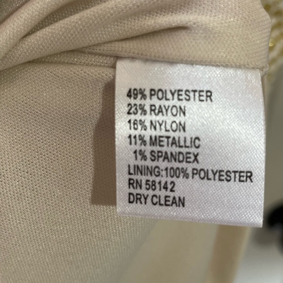 Maggy London Metallic Gold and Beige Shift Dress Exposed Gold Zipper, Lined - Picture 8 of 8